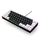 Snpurdiri 60% Percent Gaming Tastatur, Ergonomische Kleine Mini Gaming Tastatur, Silent Compact RGB Tastatur für Windows, PC, Laptop, Gaming (61 Tasten, Weiß-Schwarz)