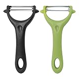 Redamancy Universalschäler, 2 Stück Sparschäler Set, Gemüseschäler, Edelstahl Zweischneidige Schäler, für Kartoffeln Karotten Gemüse Obst(Schwarz&Grün)