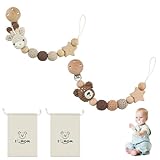 2 Stück Handgemachte Schnullerkette Cup Catcher Sicherheitsgurt für Spielzeug Verstellbarer Kinderwagenkette zum Aufhängen von Spielzeug Trinkbecher Halteriemen für Kinderwagen(Giraffe + Bär)