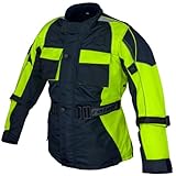 Roleff Racewear RO433k Kinder Motorradjacke mit Reflektoren und Weitenverstellung, neongelb, schwarz, Größe XXL