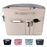 HyFanStr Handtaschen Organizer mit Reißverschlusstasche, Wasserdichter Polyester Tasche in Tasche in Tasche Organizer taschenorganizer, Innentaschen für Handtaschen Beige (XXS)