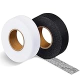 2 Pack Bügelband für Vorhänge,Saumband 50m/Rolle Länge und 10mm Breite,Gardinenband Nahtband Saumband Zum Aufbügeln Waschfest Selbstklebend,Gardinen kürzen ohne nähen,Stoffklebeband,Textilklebeband