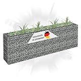 DELUKE Gabionen Hochbeet ROON aus Stahl | 180x30x60cm | Steinkorb Gabionengitter Ziergabione Steingabione Drahtkorb befüllbar