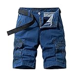 DBMZV Kurze Hosen Herren Cargo Shorts mit 7 Taschen Bermuda Arbeitshosen Männer Cargohose Wanderhose Chino Stretch Sommer Wandershorts Arbeitsshorts, Schlafanzughose Chino Hose Jogger(Blau,31)