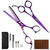 Friseurschere Set, Professionelle Haarschneideschere Effilierschere 6,7 Zoll Edelstahl Haarschere mit Haarschneidekamm Haarklammer für Männer Frauen Zuhause Salon