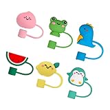 HAPINARY 6 Stück Strohhalmkappe, Staubdichte Abdeckung, Strohhalmabdeckung, Strohhalmkappen Für Wiederverwendbare Strohhalme, Silikon Strohhalmspitzenabdeckung, Silikon