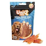 UniQ PETS Hundeleckerlies 250g Hähnchenbrustfilet fettarm Hundesnack große Hunde Dörrfleisch Hühnchen Trockenfleisch Leckereien Streifen Hühnerbrust getrocknet Hund kauartikel kein Weizen 250g