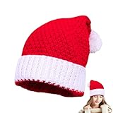 Genérico Weihnachtsmützen für Damen, Weihnachtsmütze, warme Weihnachtsmannmütze, weiche Weihnachtsmannmützen für Erwachsene, Winterstrickmützen für Weihnachten, schöne Strickmütze für Festivals