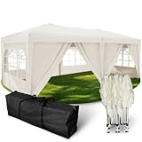 Kronenburg Faltpavillon wasserdicht Pavillon mit 6 Seitenteilen, Gartenzelt, 3x6 m - mit UV Schutz 50+, Champagner