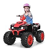 COSTWAY 12V Elektro Kinderquad mit Scheinwerfer, Mini Elektroquad mit Musik & Hupe, 4 Räder Kinder Quad 2,8-5 km/h, Kindermotorrad, Kinderauto, Elektroauto für Kinder ab 3 Jahren (Rot)