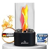 Glanzfeuer Tischfeuer Indoor & Outdoor – Extra Lange Brenndauer – Dekoratives Kamin-Set – Geschenkidee für Garten & Wohnung