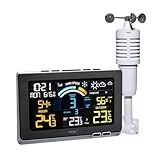 TFA Dostmann Spring Breeze Funk-Wetterstation, 35.1140.01, inkl Windmesser, mit Farbdisplay, Wettervorhersage mit Alarmgrenzen/Symbolen, inkl Funkuhr, Historie, Windgeschwindigkeit, Taupunkt, schwarz