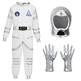 Spooktacular Creations Blau Astronaut Kostüm mit Helm für Kinder, Raumanzug, Space Jumpsuit, Halloween Astronaut NASA Kostüm für Jungen Mädchen Pretend Role Play Dress Up