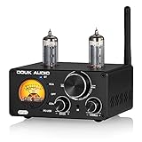 Douk Audio ST-01 HiFi Bluetooth 5.0 Tube Verstärker Stereo-Empfänger 2-Kanal Röhrenverstärker 200W Mini Amplifier USB DAC Koaxial Optisch Digital Audio Endstufe mit VU Meter