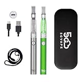 5GVAPE Elektronische Zigarette EGO EVOD CE4 USB Aufladung Wiederaufladbare Batterie Vape Stifte 2-Pakete Shisha Starter Kit,mit Lanyard,keine E-Flüssigkeit Kein Nikotin (Stahl Grün)