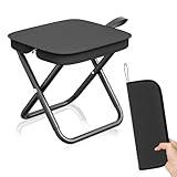 XLZJYIJ Campinghocker Faltbar, Mini Camping Hocker, Kleiner Tragbarer Klapphocker, Hocker Klappbar für Wandern Garten Angeln Grillen Strand (Schwarz)