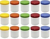 Frühes Forschen 15 Salbendosen hoch, 12ml Inhalt mit farbigen Deckeln