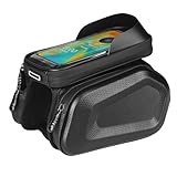 MoSundi Fahrrad Oberrohrtasche, wasserdichte Hartschalen-Handytasche für Mountainbike, Schwarz, 19 x 11 x 5 cm