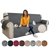 XINEAGE Sofa Überzug, Sofabezug 3 Sitzer Reversible, Wasserdicht Sofabezug, Sofaüberwurf, Sofa Möbel Protector, rutschfeste Sofabezüge für Hunde Haustiere (3 Sitzer, Dunkel Grau)