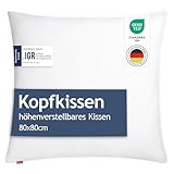 Blumtal Kopfkissen 80x80 cm - Nackenkissen mit anpassbarer Füllung - 100% Mikrofaser & waschbar bis 95 Grad - höhenverstellbares Kissen