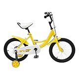 TONFEION Kinderfahrrad 16 Zoll Kinder Fahrrad mit Schutzblechen, höhenverstellbares Kinderfahrrad für Jungen und Mädchen von 5-8 Jahren, 100-135 cm (Gelb)