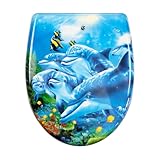 Fanmitrk Toilettendeckel mit Absenkautomatik, WC Sitz mit Quick Release Funktion, Duroplast Klodeckel Einfache Montage, Toilettensitz mit 175 kg Belastbarkeit, Klobrille mit Motiv (Meereslebewesen)