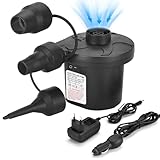 MeYuxg Elektrische Luftpumpe, 2 in 1 Luftpumpe Elektrisch für Aufblasbar und Ablassen, Luftpumpe Elektrisch mit 3 Luftdüse für Aufblasbare Matratze, Boot, Luftmatratze Pool, Schwimmring