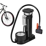 Fahrrad-Fußpumpe – für Fahrradreifen, Fußboden, Aluminiumlegierung, rutschfest, tragbar, mit Manometer für Ballon, Basketball, Volleyball, Motorrad