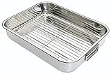 KitchenCraft Bratblech mit Gestell, Edelstahl-Bratblech, groß, 43 x 31 cm, Silber