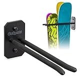 GoSports Unisex-Erwachsene SKI-WALLRACK-2-01 Wandmontiertes Ski-und Snowboardregal, Schwarz, 2 Pairs of Skis, or 1 Snowboard