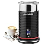 Panana Elektrische Milchaufschäumer 4 in 1 - Automatische Milchaufschäumer, Milchdämpfer mit einem Fassungsvermögen von 320 ml, Milchwärmer mit Temperaturanzeige und Heiz- und Kühlluft (schwarz-01)