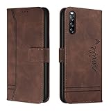 Trugox Handyhülle für Sony Xperia 10 V Hülle Klappbar Klapphülle mit Kartenfach Handytasche Handy Schutzhülle Tasche Leder Wallet Flip Case Slim Book Cover - Braun