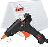 Crenova Heißklebepistole Klebepistole + 60 Mini Heißklebesticks Transparente Klebesticks für DIY Kleine Handwerk und schnelle Reparaturen in Haus & Büro, 20Watt Klebepistolen