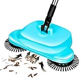 no branded Push Sweeper, 360 Grad Rotary 3 in 1 Haushalt Lazy Automatik Hand Push Kehrmaschine Besen,Blue