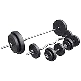 GORILLA SPORTS® Hantelset - 100kg, Langhantelstange 170 cm, Curlstange 120 cm, 2 x Kurzhanteln 30mm, Gewichte 4x1,25kg / 4x2,5kg / 2x5kg / 2x10kg / 2x15kg, 8 Sternverschlüssen, Kunststoff - Hantel Set