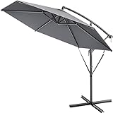 Kingsleeve® Sonnenschirm UV Schutz 80+ Ø 300 cm Groß mit Ständer Schutzhülle Windsicherung Neigbar Rund Kurbel Garten Balkon Ampelschirm Anthrazit