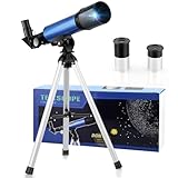 Cowiewie Teleskop Astronomisches Einsteiger Teleskope für Himmelsbeobachtung Kinder Zoom 360/50mm HD Telescope für den Außenbereich tragbares Refraktor-Spektiv