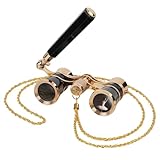 BOSTRON 3X25 Opernglas Fernglas Kompakt mit verstellbarem Griff und Kette, tragbares Vintage-Theaterglas Mini-Fernglas für Erwachsene, Frauen und Kinder für Musikkonzerte, Opernhäuser, Kino (schwarz)
