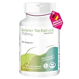 Grüner Tee Extrakt 750mg - 90 Kapseln - entkoffeiniert - 1500mg pro Tagesdosis davon 750mg EGCG - hochdosiert - sichere Dosierung - vegan - bioverfügbare Supplements aus Deutschland | Vitamintrend