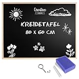 Creative Home 80 x 60 cm Kreidetafel Große Schwarz Blackboard | Tafel Hergestellt in der EU | Schiefertafel Wandtafel Kinder Pinnwand Memoboard Holzrahmen | Schreibtafel für Büro, Schule, Zuhause