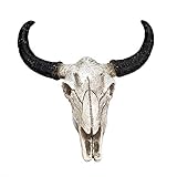 Bullenschädel Rinderschädel Wandskulptur Dekoration, Handwerker gestaltete Longhorn Schädel für Wandkunst, 3D-Steer Cattle Kuh Schädel Skulptur Home Ornament