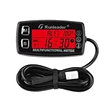 Runleader Digitaler Motortemperaturmesser, Wartungsstunden, Drehzahlmesser mit Hintergrundbeleuchtung für Rasenmähergenerator, Motorrad, Grubenfahrrad, ATV-Außenbordmotor usw.