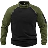 Fleecepullover Herren Militär Outdoor Fleecejacke Warme Tactical Combat Fleece Pullover Taktische Jacke Fleece Jacket Winterpullover Sport Jumper Tops Army Winddichte Pullover Grün M