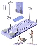 Pilates-Reformer-Set, 5-in-1 Pilates-Reformer mit LED-Zähler, Multifunktionaler Ganzkörper-Trainer Automatischer Rückprall, Faltbares Pilates-Brett für Kernkraft und Bauchmuskeltraining