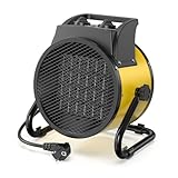 DAHTEC Heizlüfter 3000 Watt Keramik Heizstrahler Elektroheizer Bauheizer Bautrockner mit Thermostat Heizgerät mit 3 Heizstufen für Baustellen, Hausgebrauch, Werkstatt,Garage