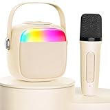 JYX Karaoke Maschine für Kinder & Erwachsene, Mini Karaoke Anlage mit Mikrofonen, Bluetooth Karaoke Lautsprecher für Heimparty, Geschenk für Brithday für Mädchen und Jungen