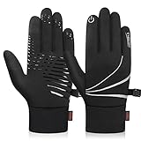 Ruixue Handschuhe Kinder Winter Warme Winterhandschuhe - Kids Anti-Rutsch Winddicht Laufhandschuhe Fahrradhandschuhe Fleece Wasserabweisend, Radhandschuhe Outdoor Sport (Schwarz-TN12, L(8-10 Jahre))