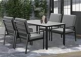 GLP Gartenlounge-Set Garten-Essgruppe, (Gartenmöbel Set, 5-TLG., 4 Sessel, 1 Esstisch, inkl. Auflagen, Aluminium), Wetterfest Gartenlounge Set, 9400-P1+P2