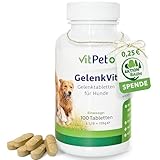 VitPet+ GelenkVit - Gelenktabletten Hund - Mit Grünlippmuschel Hund, Teufelskralle, MSM, Kurkuma und Kollagen - 100 Gelenktabletten für Hunde - Premium Inhaltsstoffe - Made in Germany