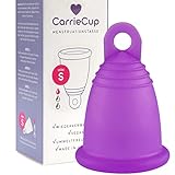 CarrieCup Menstruationstasse klein, Made in Germany - BPA-frei, Alternative zu Tampons und Binden, silikonfrei - inkl. Beutel Lila